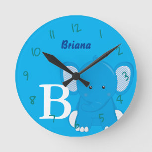 Horloge Ronde Personalized Nursery Blue Round Clock