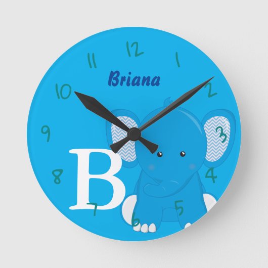 Horloge Ronde Personalized Nursery Blue Round Clock (Recto)