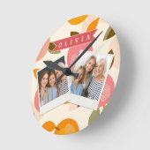 Horloge Ronde Personalized Peach Pattern Cute Retro Summer (Angle)