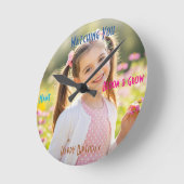 Horloge Ronde Personalized Photo & Text Custom Birthday Gift (Angle)