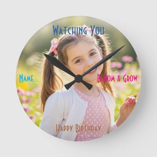 Horloge Ronde Personalized Photo & Text Custom Birthday Gift (Recto)