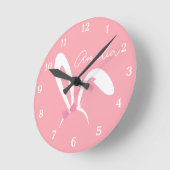 Horloge Ronde Personalized Pink Bunny Nursery Wall Clock Cute (Angle)