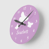 Horloge Ronde Personalized pink wall clock with butterflies (Angle)