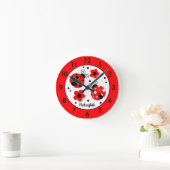 Horloge Ronde Personalized Red Ladybug Round Clock (Maison)