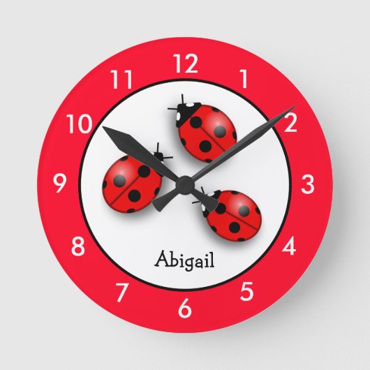 Horloge Ronde Personalized Red Ladybug  Round Clock (Recto)