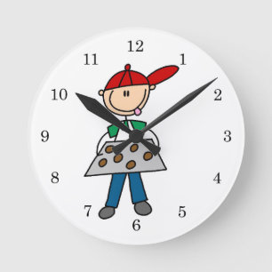 Horloge Ronde Personnage bâton cuit des cookies