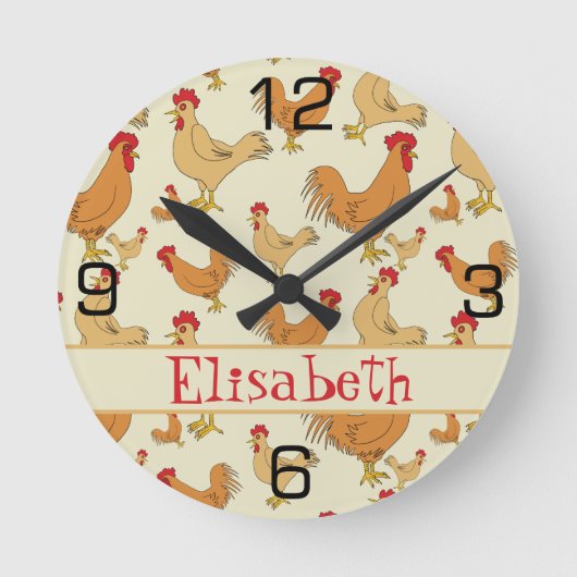 Horloge Ronde Personnage de Brown Chicken Design (Recto)