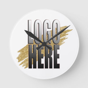 Horloge Ronde Personnalisé Ajoutez votre logo ici sur Modern Wh