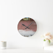 Horloge Ronde personnalisé de luxe rose et blanc (Maison)