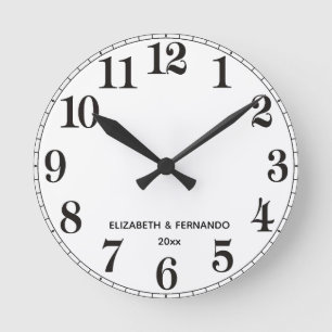 Horloge Ronde Personnalisé Noir & Blanc