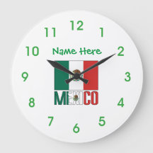 Horloge ronde personnalisée avec drapeau du Mexiqu
