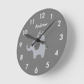 Horloge ronde personnalisée Grey Elephant (Angle)