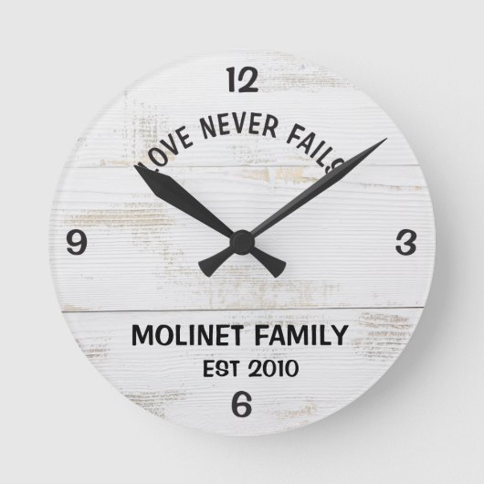 Horloge Ronde Personnalisée "L'amour ne tombe jamais en panne" H (Recto)