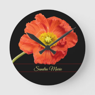 Horloge Ronde Personnaliser la fleur de pavot rouge