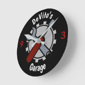 Horloge Ronde Personnalisez avec le garage nommé de tête de (Angle)