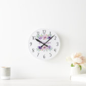 Horloge Ronde Personnalisez votre propre floraison violette (Maison)