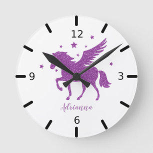 Horloge Ronde Personnalisez votre propre licorne violette