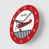Horloge Ronde Personnalité de Red Airplane (Angle)