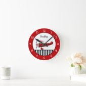 Horloge Ronde Personnalité de Red Airplane (Maison)