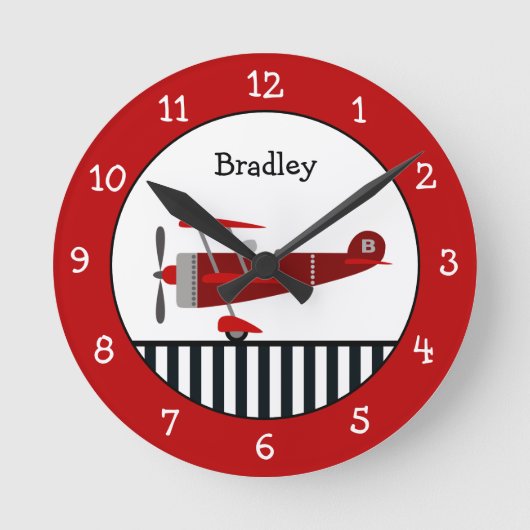 Horloge Ronde Personnalité de Red Airplane (Recto)