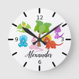 Horloge Ronde Personnalized Baby Dinosaur & Friends