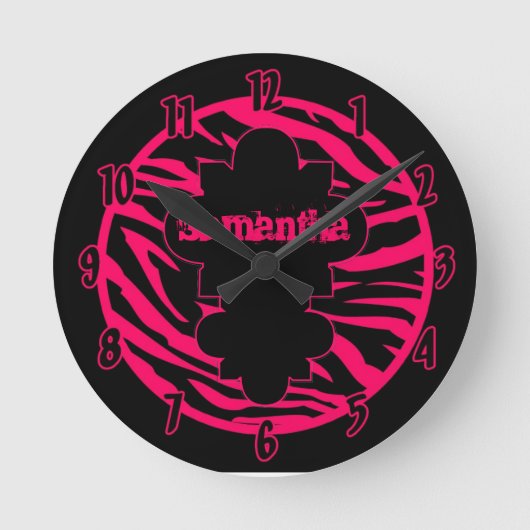 Horloge Ronde Personnalized Clock Hot Pink Black Zebra (Recto)