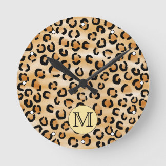 Horloge Ronde Personnalized Monogram Leopard Print Pattern
