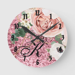 Horloge Ronde Personnalized Wall Clock Geometric Garden Rose Gli