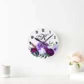 Horloge Ronde Personnalized Wall Clock Lavender Hibiscus on Whi (Maison)