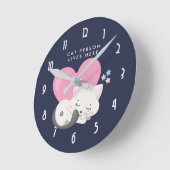 Horloge Ronde Personne Chat Texte mignon Blanc Kitty Chat Dormir (Angle)