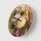 Horloge Ronde Petit chien Goldendoodle (Angle)