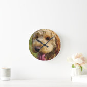 Horloge Ronde Petit chien Goldendoodle (Maison)