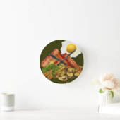 Horloge Ronde Petit-déjeuner Oeufs de bacon paysager (Maison)