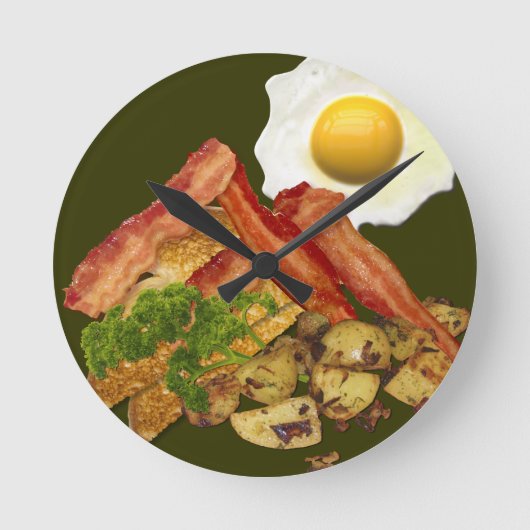 Horloge Ronde Petit-déjeuner Oeufs de bacon paysager (Recto)