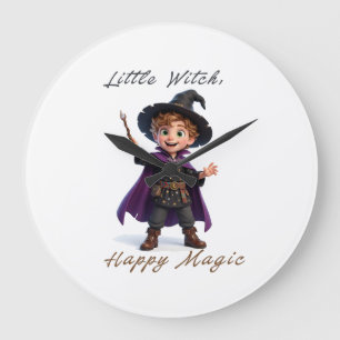 Horloge Ronde Petit garçon sorcière Grande magie Halloween migno