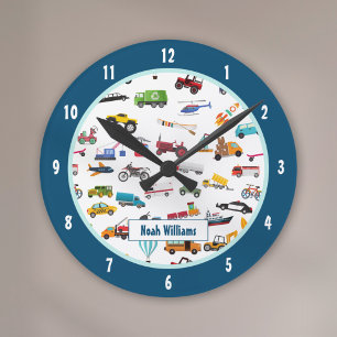Horloge Ronde Petit Garçon Things That Move Vehicle Cars Kid