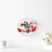 Horloge Ronde Petit Papillon Chien Noël Santa Hat (Maison)