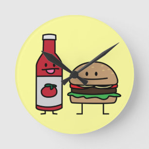 Horloge Ronde Petit pâté de petit pain d'amis d'aliments de