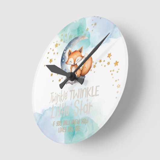 Horloge Ronde Petite étoile Woodland Fox Nursery (Angle)