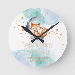 Horloge Ronde Petite étoile Woodland Fox Nursery