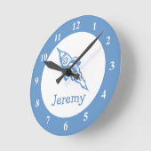 Horloge Ronde Petite fusée spatiale avec nom de bébé personnalis (Angle)
