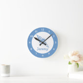 Horloge Ronde Petite fusée spatiale avec nom de bébé personnalis (Maison)