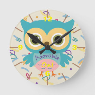 Horloge Ronde Petits animaux hibou vintage enfants pépinière pas