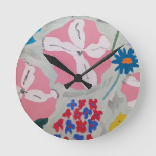 Horloge Ronde Pétunias et fleurs d'été