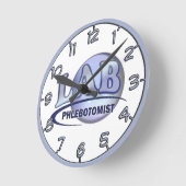 Horloge Ronde PHLEBOTOMISTE Fun Blue LOGO (Angle)