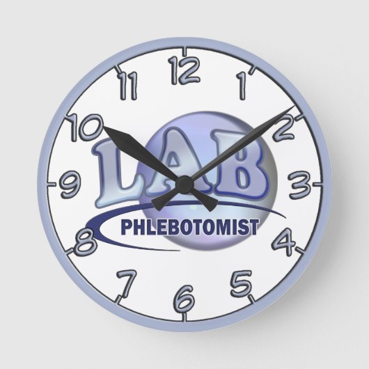 Horloge Ronde PHLEBOTOMISTE Fun Blue LOGO (Recto)
