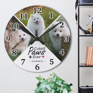 Horloge Ronde Photo Collage de photos de chiens de famille