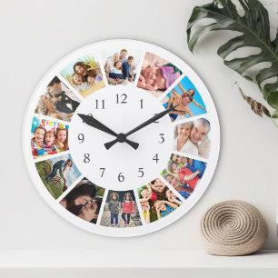 Horloge Ronde Photo Custom Family Collage Personnalité de White
