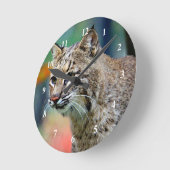 Horloge Ronde Photo de Bobcat Wildlife (Angle)