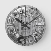 Horloge Ronde Photo de Custom Collage Rustic Farmhouse Love Fami (Recto)